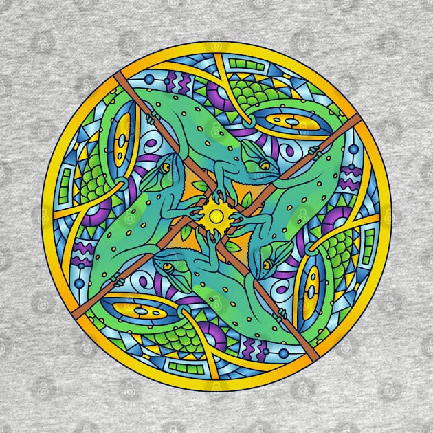 Chameleon Gecko Lizard Mandala Abstract Design by The Little Store Of Magic